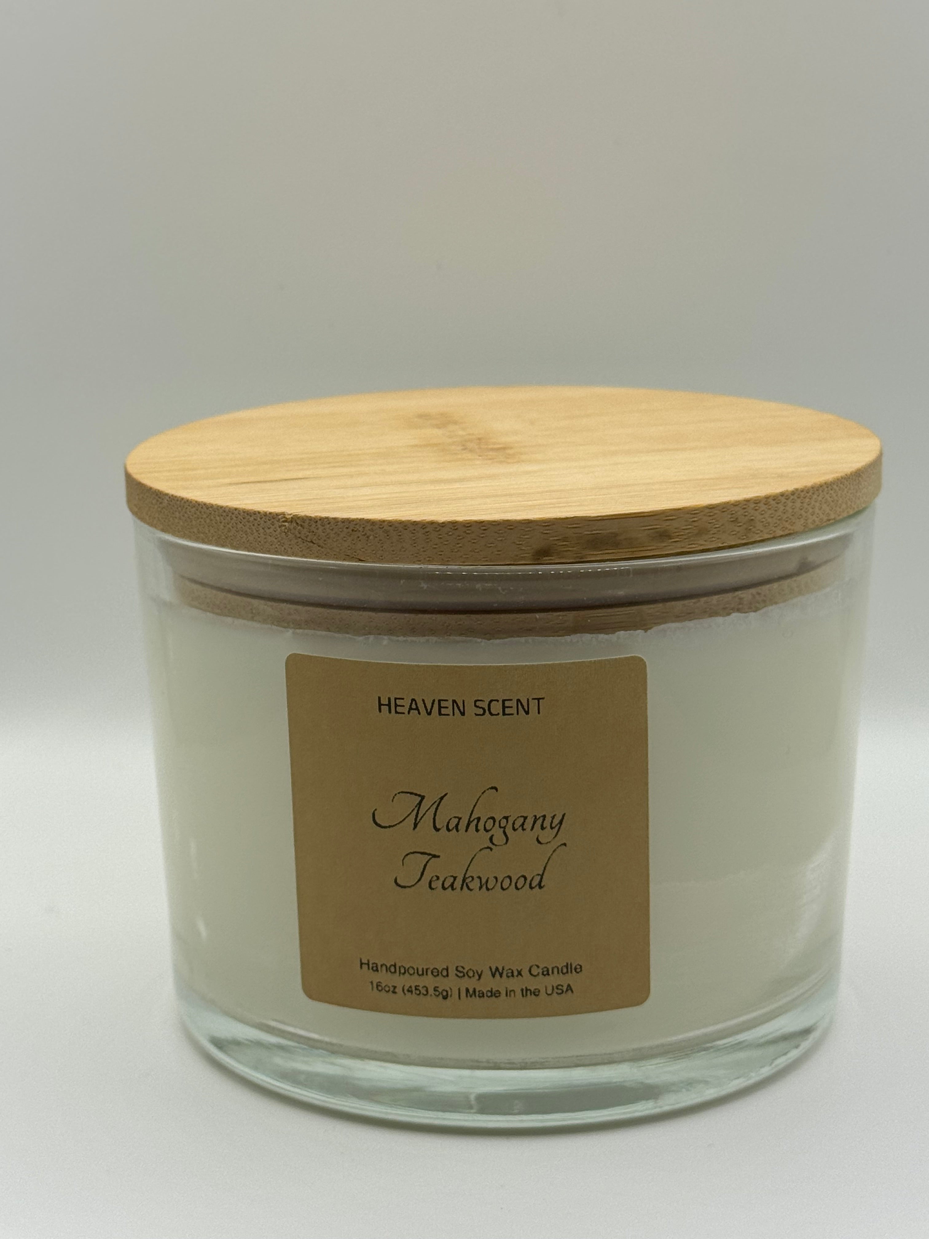 Mahogany Teakwood Scented 16oz Soy Wax Candle